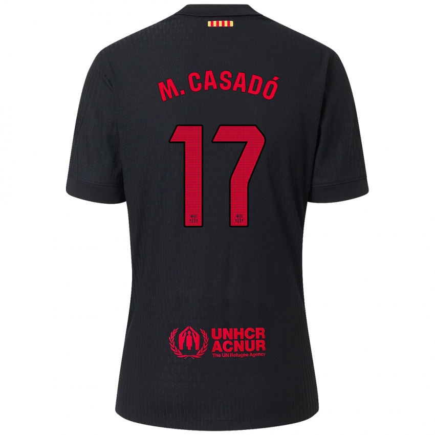 Niño Camiseta Marc Casado #17 Negro Rojo 2ª Equipación 2024/25 La Camisa