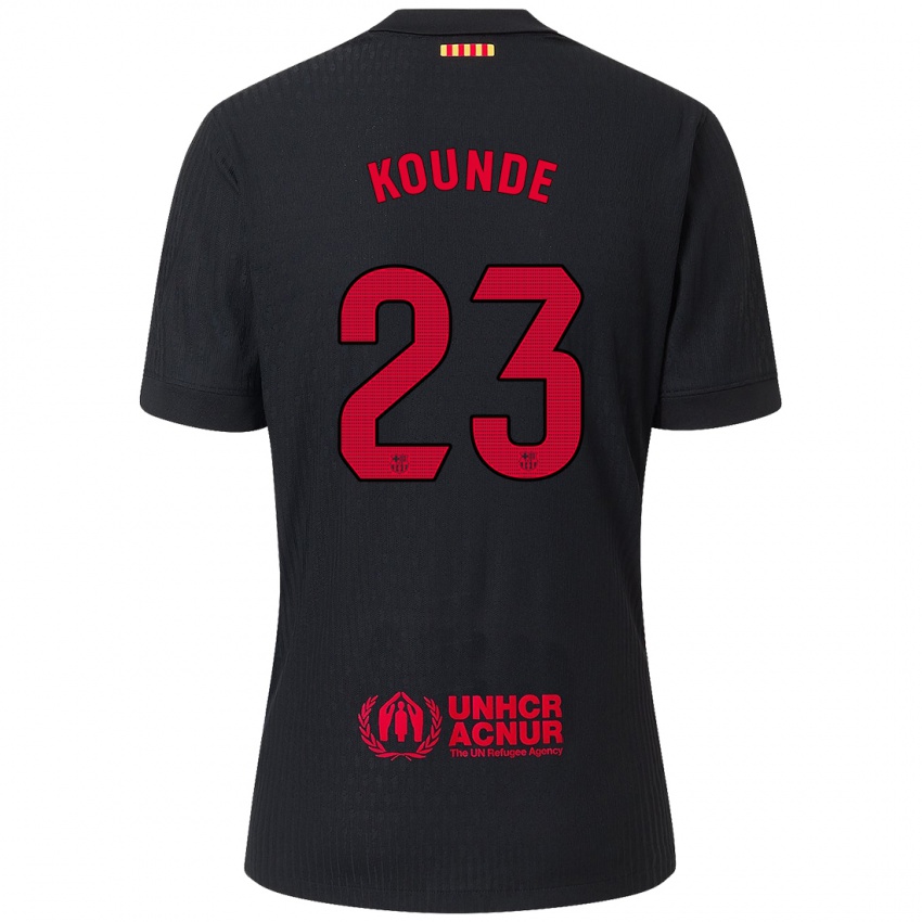 Niño Camiseta Jules Kounde #23 Negro Rojo 2ª Equipación 2024/25 La Camisa