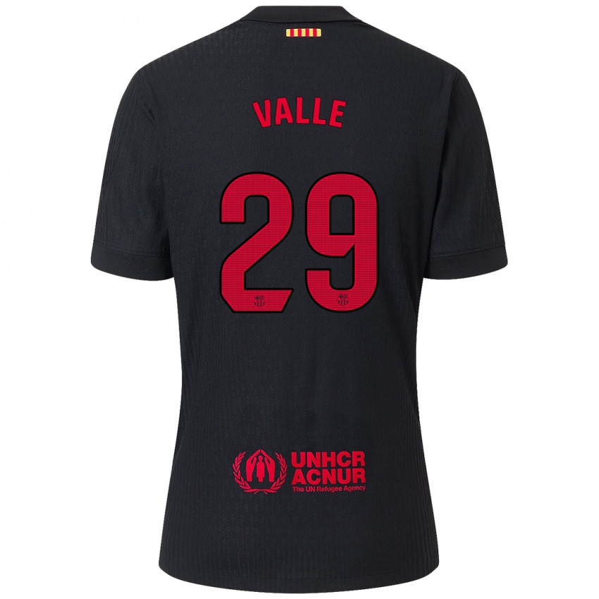 Niño Camiseta Álex Valle #29 Negro Rojo 2ª Equipación 2024/25 La Camisa