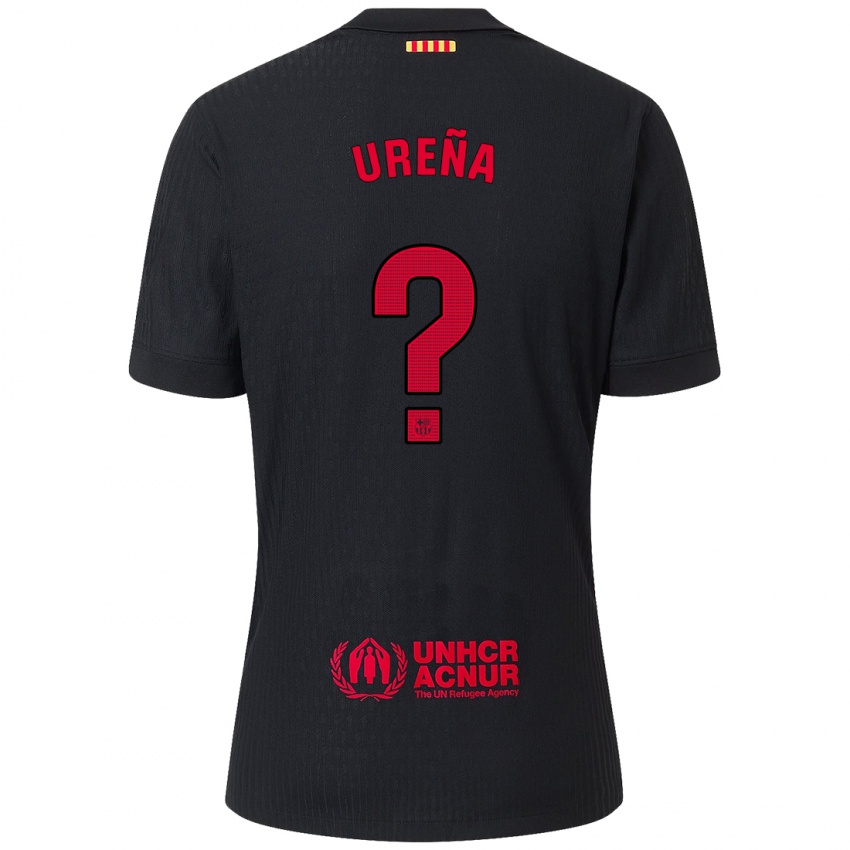 Niño Camiseta Óscar Ureña #0 Negro Rojo 2ª Equipación 2024/25 La Camisa