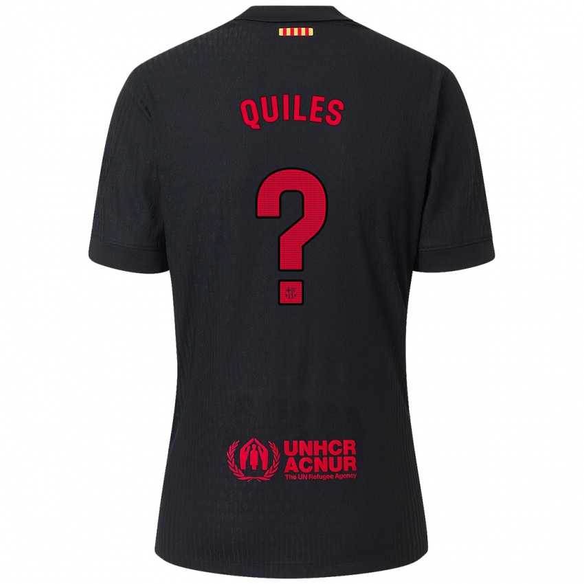 Niño Camiseta Jan Quiles #0 Negro Rojo 2ª Equipación 2024/25 La Camisa