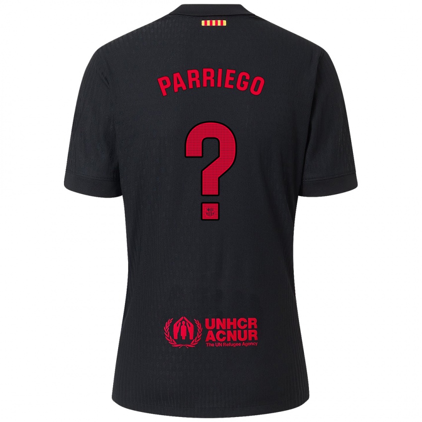 Niño Camiseta Marcos Parriego #0 Negro Rojo 2ª Equipación 2024/25 La Camisa