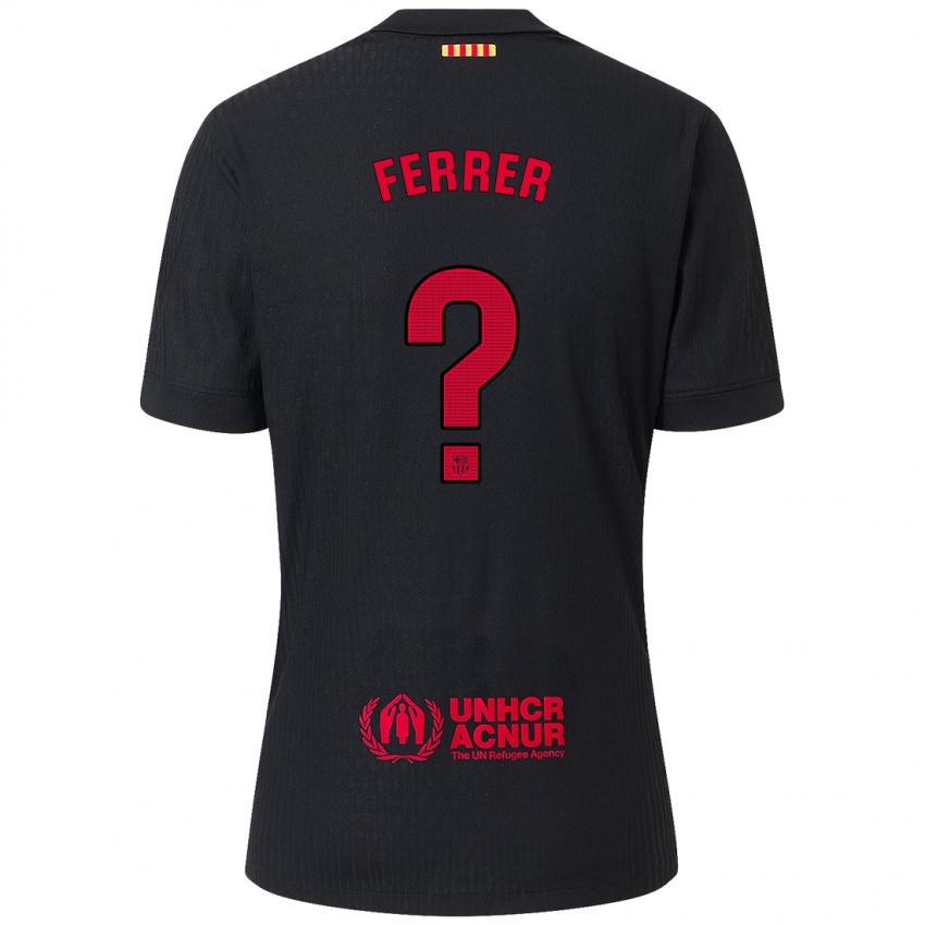 Niño Camiseta Dani Ferrer #0 Negro Rojo 2ª Equipación 2024/25 La Camisa