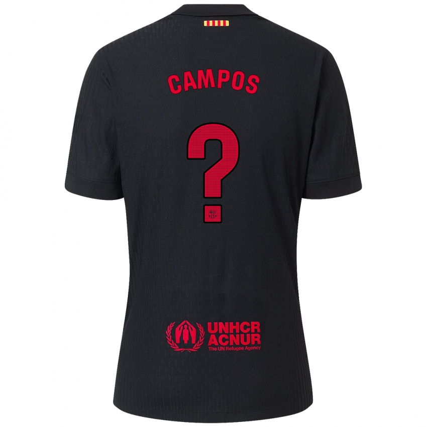 Niño Camiseta Alex Campos #0 Negro Rojo 2ª Equipación 2024/25 La Camisa