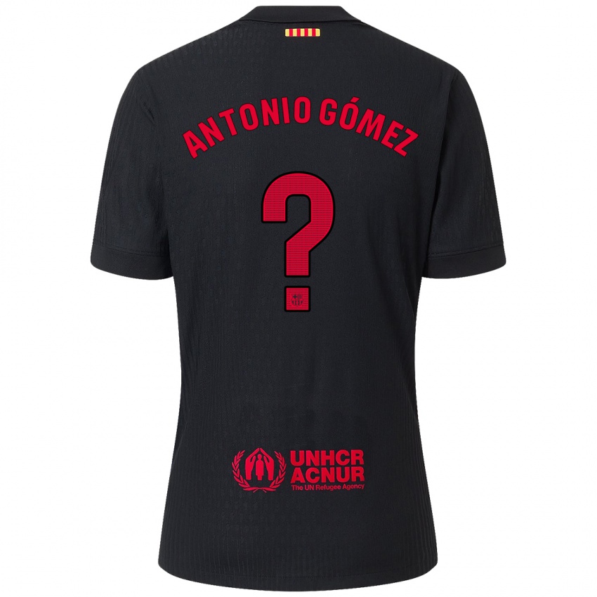 Niño Camiseta Antonio Gómez #0 Negro Rojo 2ª Equipación 2024/25 La Camisa