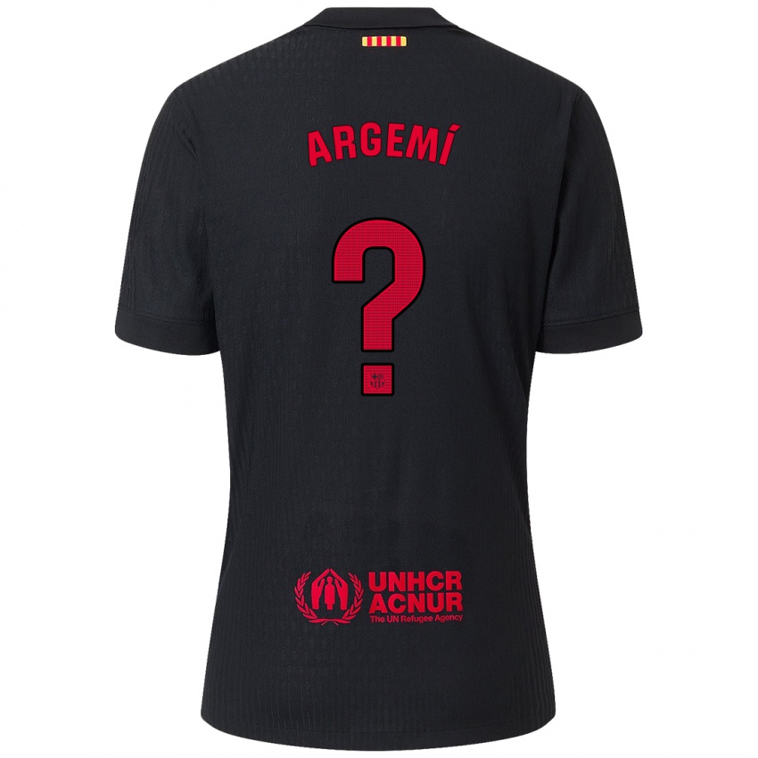 Niño Camiseta Adam Argemí #0 Negro Rojo 2ª Equipación 2024/25 La Camisa