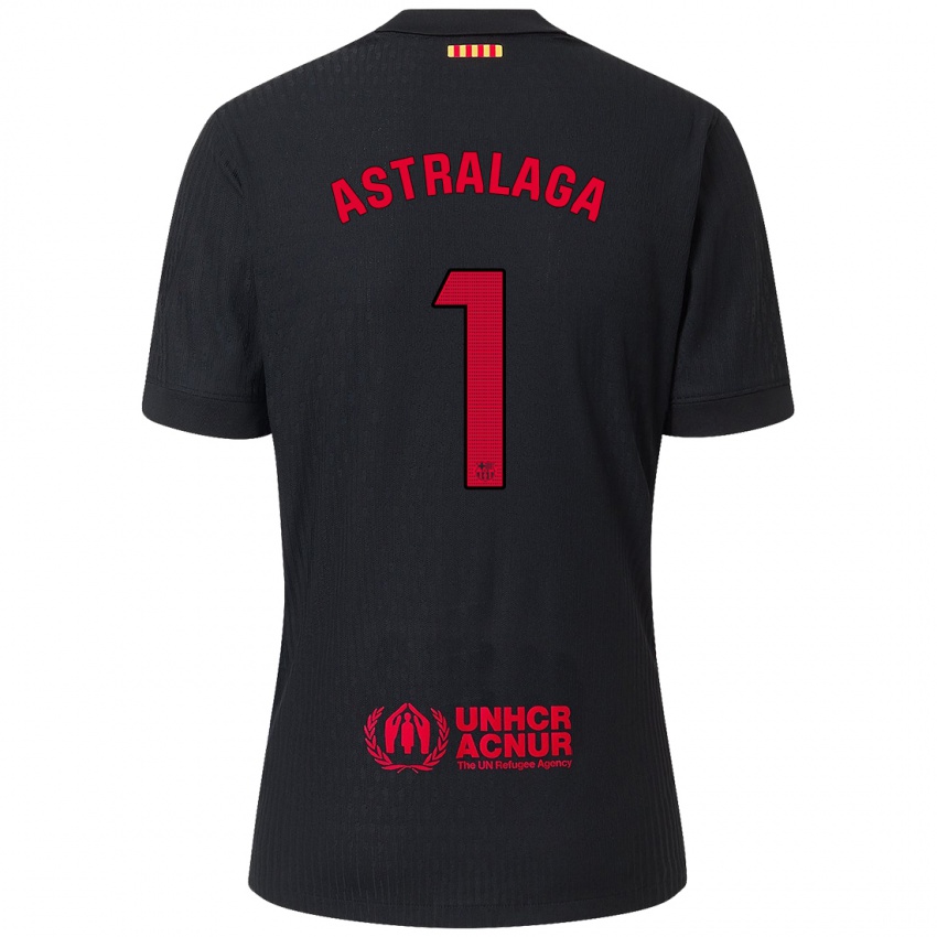 Niño Camiseta Ander Astralaga #1 Negro Rojo 2ª Equipación 2024/25 La Camisa