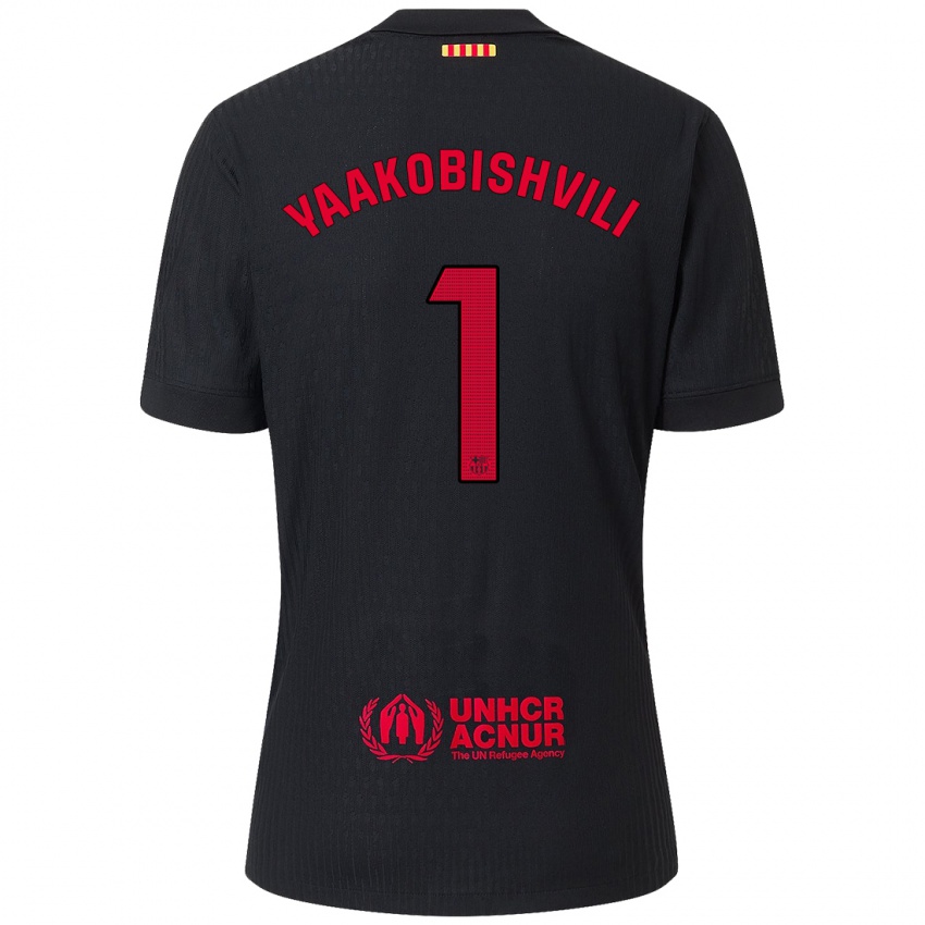 Niño Camiseta Áron Yaakobishvili #1 Negro Rojo 2ª Equipación 2024/25 La Camisa