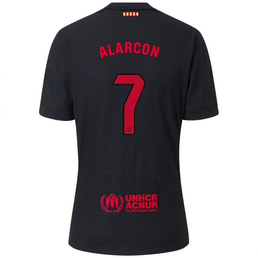 Niño Camiseta Angel Alarcon #7 Negro Rojo 2ª Equipación 2024/25 La Camisa