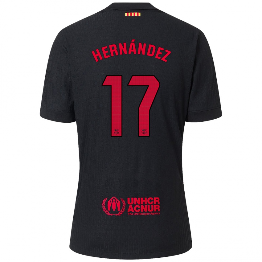 Niño Camiseta Juan Hernández #17 Negro Rojo 2ª Equipación 2024/25 La Camisa