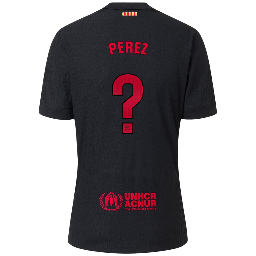 Niño Camiseta María Pérez #0 Negro Rojo 2ª Equipación 2024/25 La Camisa