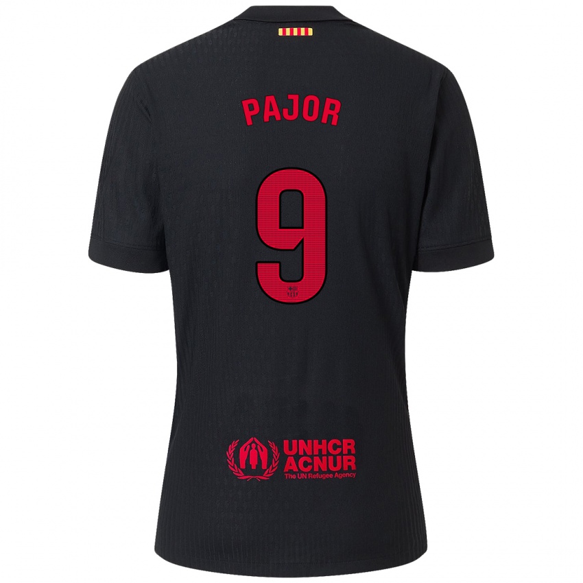 Niño Camiseta Ewa Pajor #9 Negro Rojo 2ª Equipación 2024/25 La Camisa