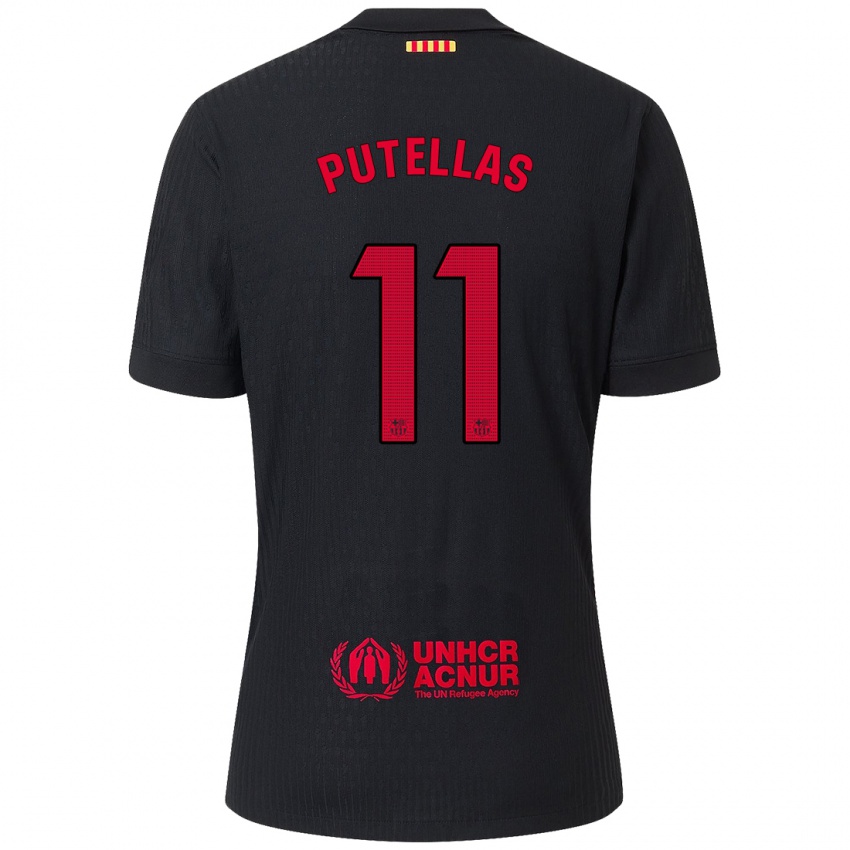 Niño Camiseta Alexia Putellas #11 Negro Rojo 2ª Equipación 2024/25 La Camisa