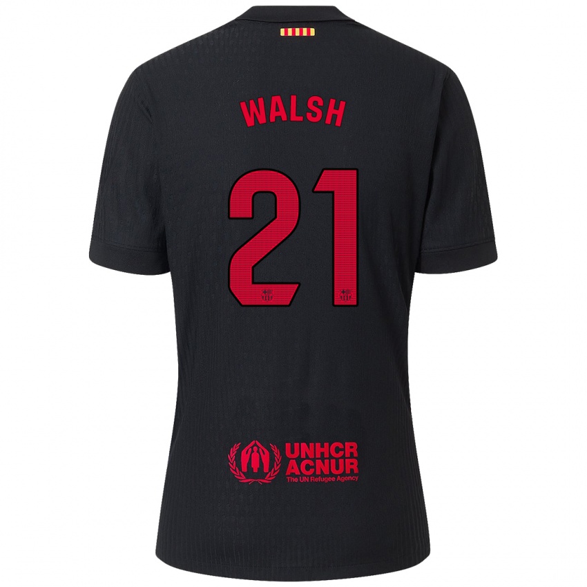 Niño Camiseta Keira Walsh #21 Negro Rojo 2ª Equipación 2024/25 La Camisa