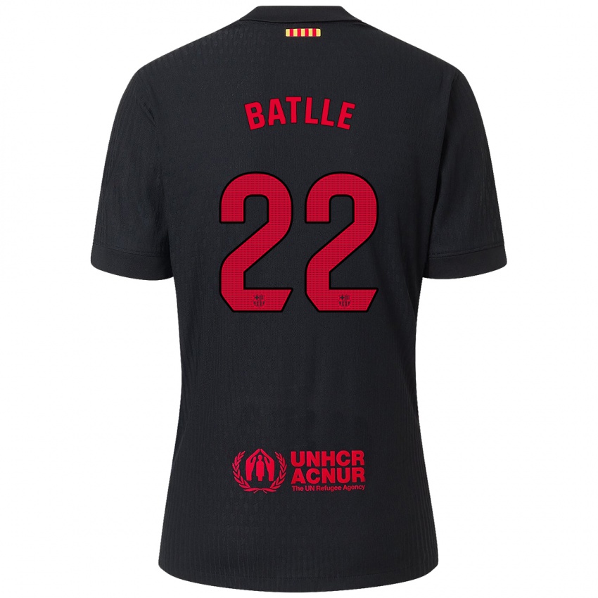 Niño Camiseta Ona Batlle #22 Negro Rojo 2ª Equipación 2024/25 La Camisa