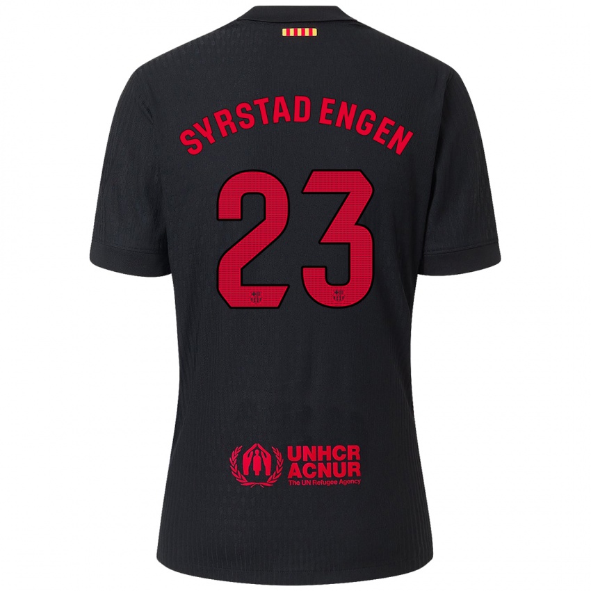 Niño Camiseta Ingrid Syrstad Engen #23 Negro Rojo 2ª Equipación 2024/25 La Camisa