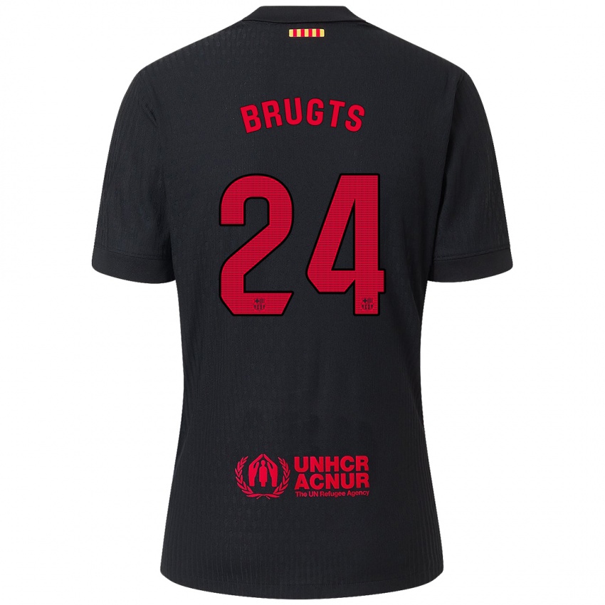 Niño Camiseta Esmee Brugts #24 Negro Rojo 2ª Equipación 2024/25 La Camisa