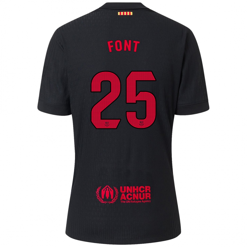 Niño Camiseta Gemma Font #25 Negro Rojo 2ª Equipación 2024/25 La Camisa