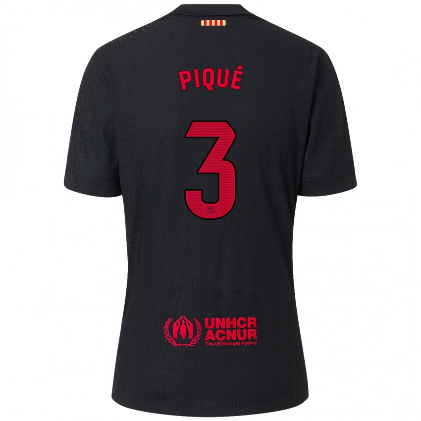 Niño Camiseta Gerard Piqué #3 Negro Rojo 2ª Equipación 2024/25 La Camisa