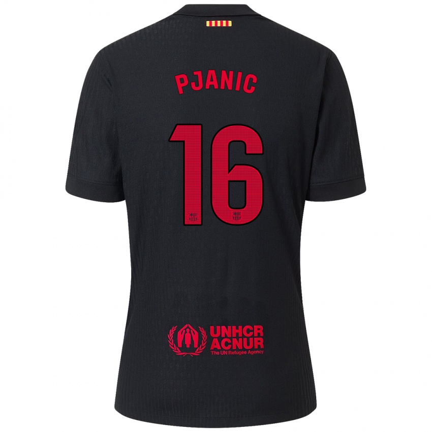 Niño Camiseta Miralem Pjanic #16 Negro Rojo 2ª Equipación 2024/25 La Camisa