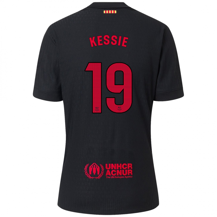 Niño Camiseta Franck Kessie #19 Negro Rojo 2ª Equipación 2024/25 La Camisa