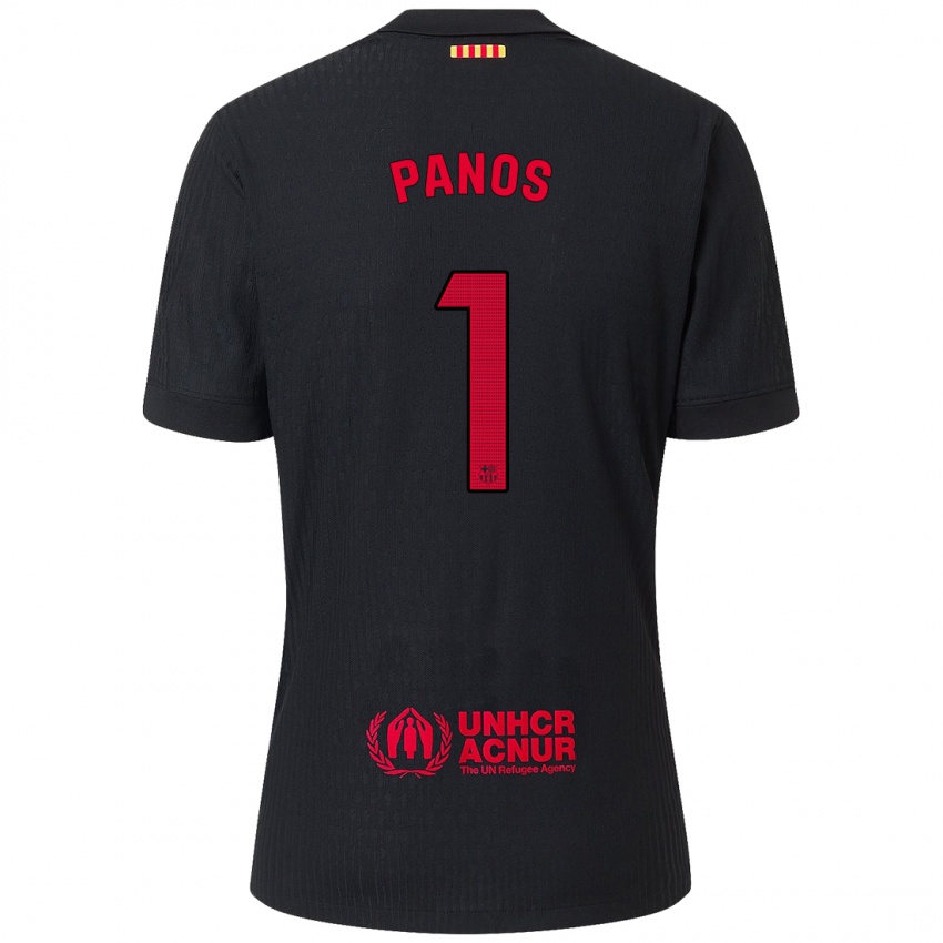 Niño Camiseta Sandra Panos #1 Negro Rojo 2ª Equipación 2024/25 La Camisa