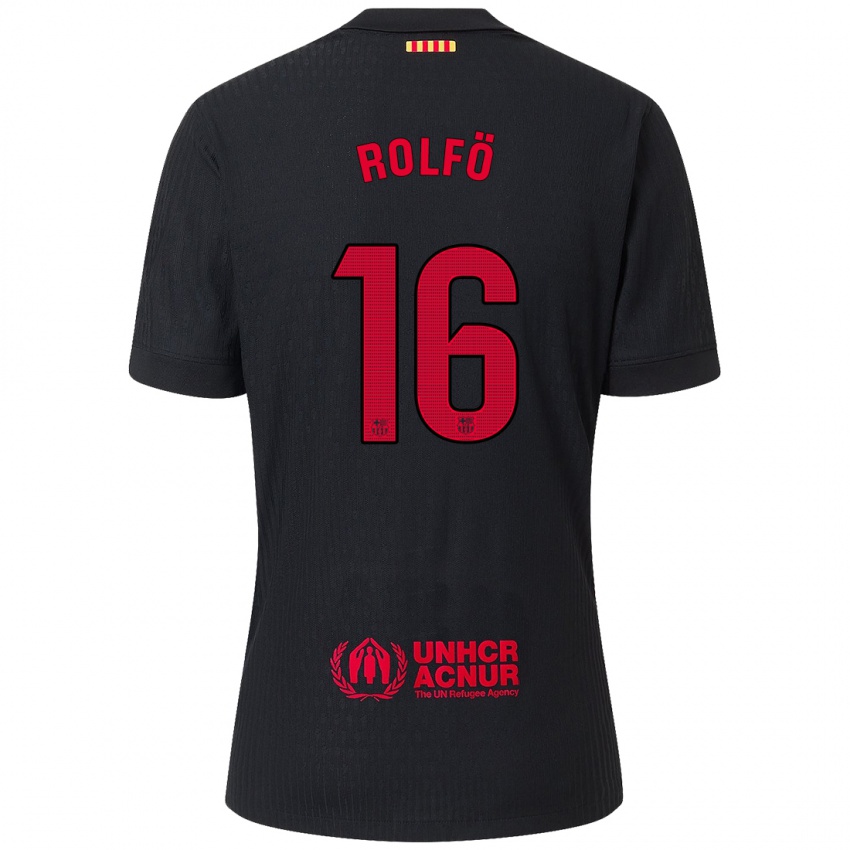 Niño Camiseta Fridolina Rolfo #16 Negro Rojo 2ª Equipación 2024/25 La Camisa