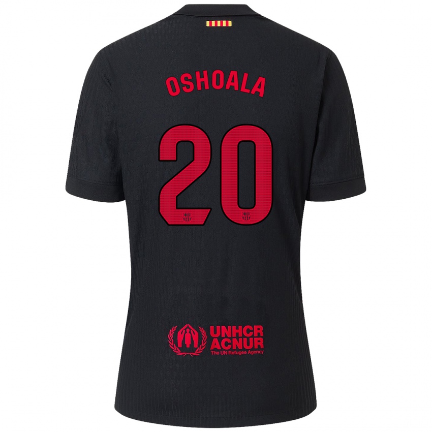 Niño Camiseta Asisat Oshoala #20 Negro Rojo 2ª Equipación 2024/25 La Camisa