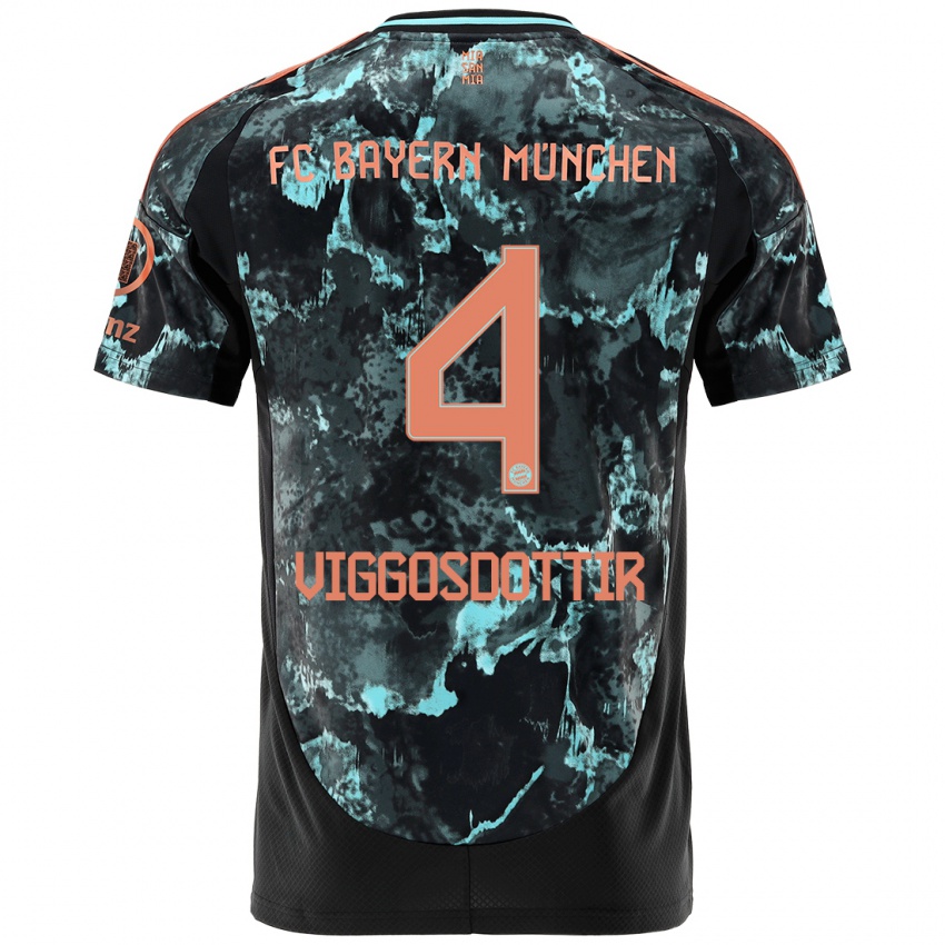 Niño Camiseta Glódís Perla Viggósdóttir #4 Negro 2ª Equipación 2024/25 La Camisa