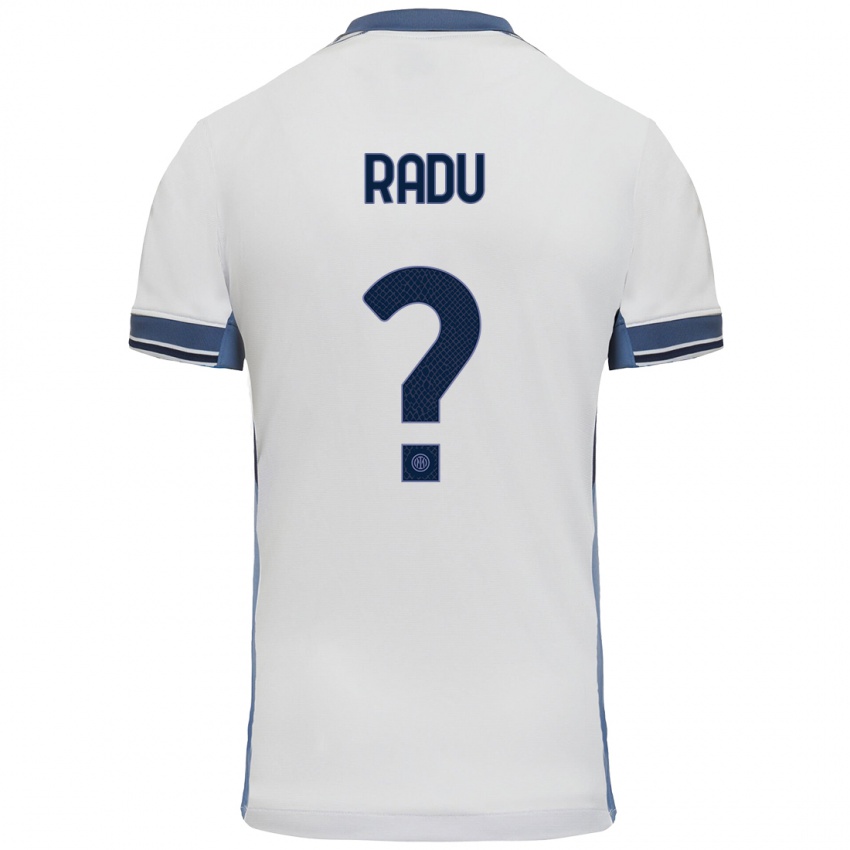 Niño Camiseta Andrei Radu #0 Blanco Gris 2ª Equipación 2024/25 La Camisa