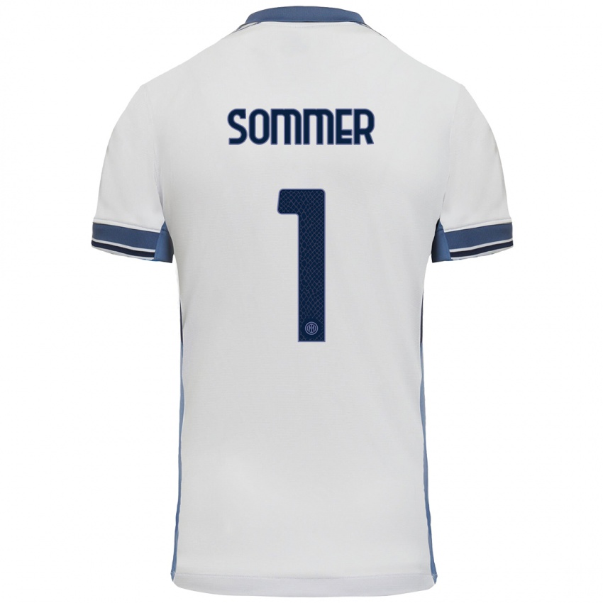 Niño Camiseta Yann Sommer #1 Blanco Gris 2ª Equipación 2024/25 La Camisa