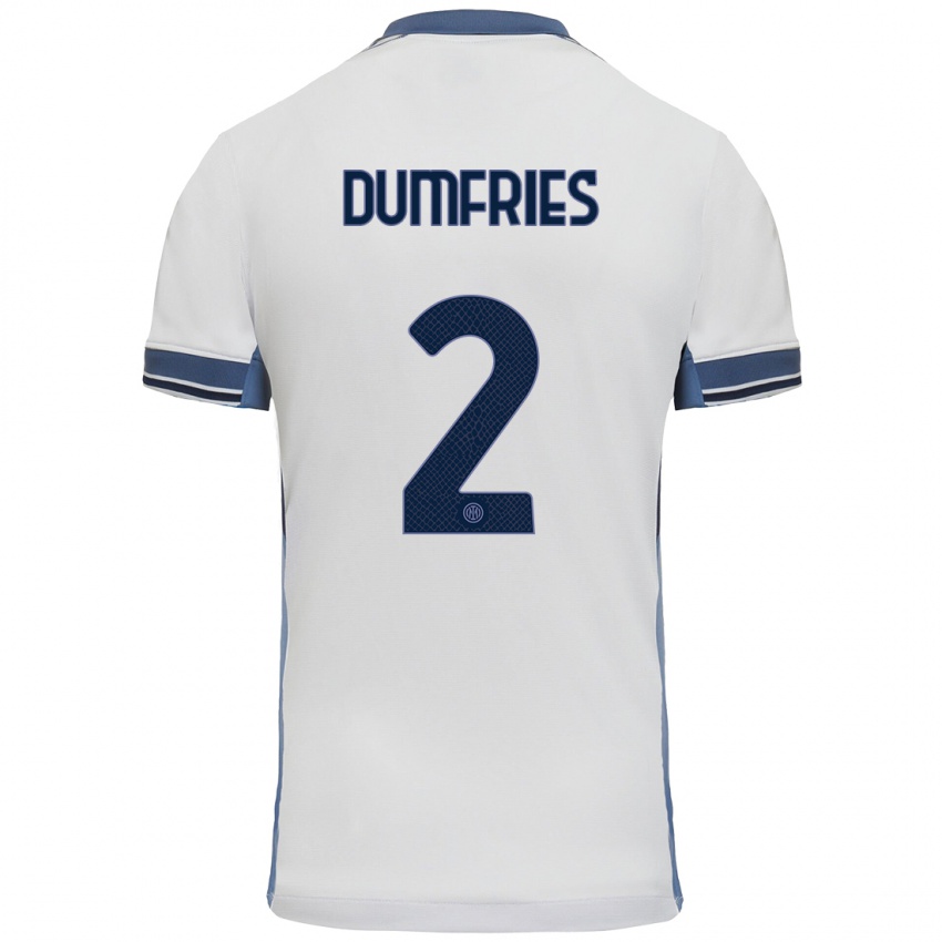 Niño Camiseta Denzel Dumfries #2 Blanco Gris 2ª Equipación 2024/25 La Camisa