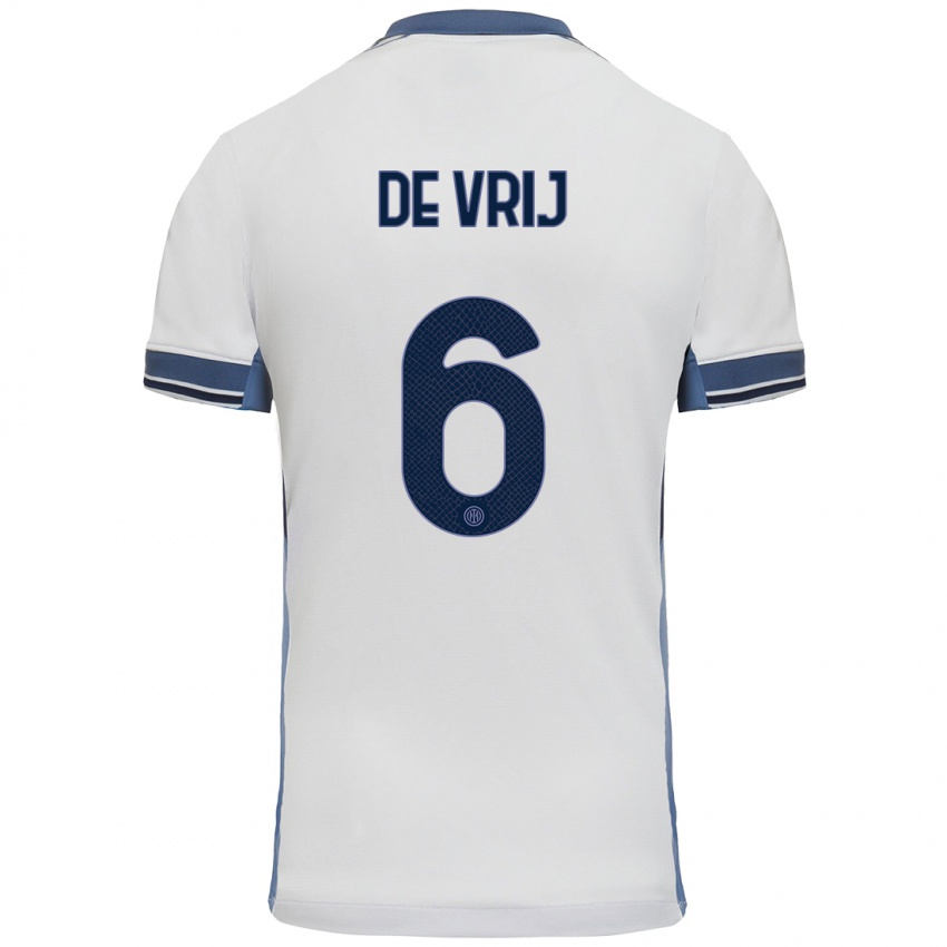 Niño Camiseta Stefan De Vrij #6 Blanco Gris 2ª Equipación 2024/25 La Camisa