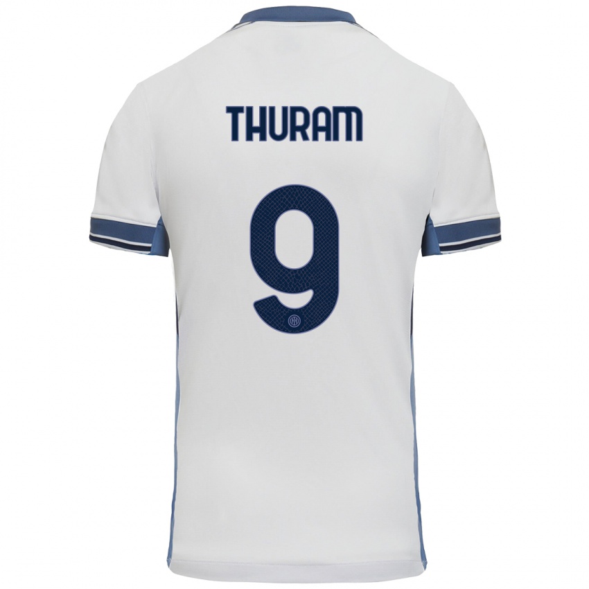 Niño Camiseta Marcus Thuram #9 Blanco Gris 2ª Equipación 2024/25 La Camisa