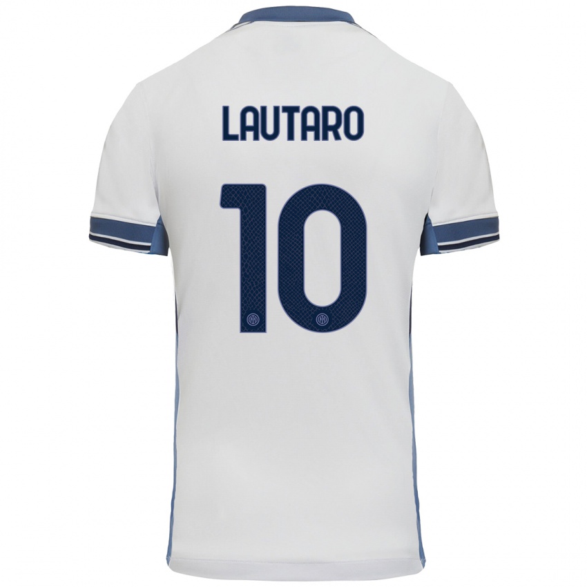 Niño Camiseta Lautaro Martinez #10 Blanco Gris 2ª Equipación 2024/25 La Camisa