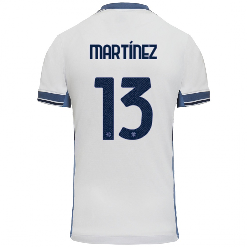 Niño Camiseta Josep Martínez #13 Blanco Gris 2ª Equipación 2024/25 La Camisa