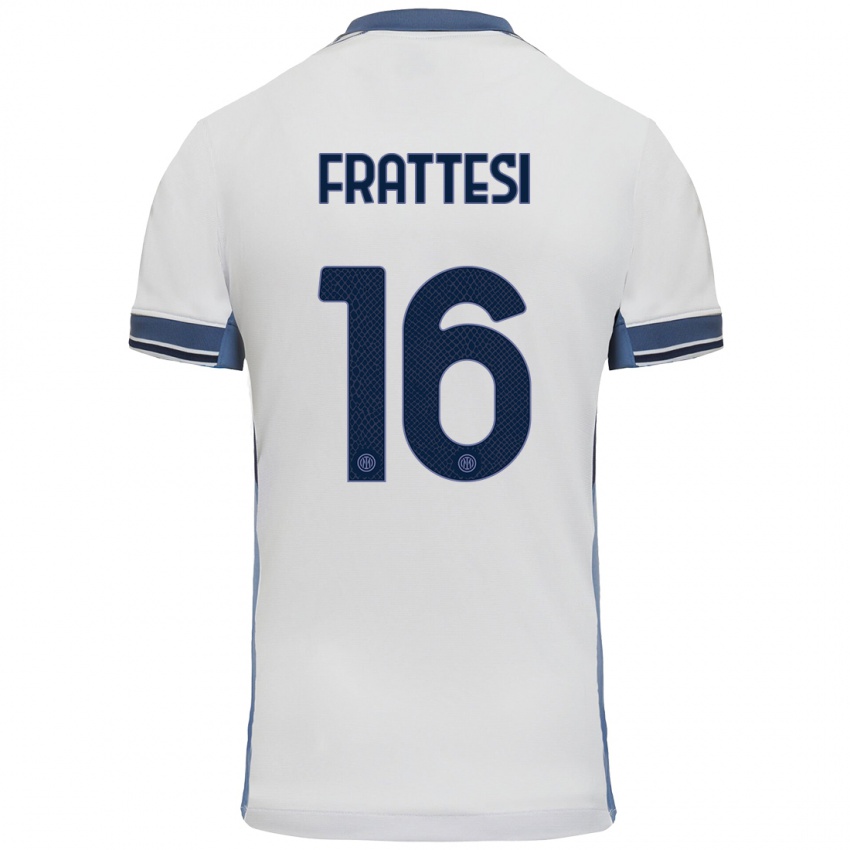 Niño Camiseta Davide Frattesi #16 Blanco Gris 2ª Equipación 2024/25 La Camisa