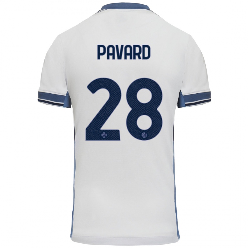 Niño Camiseta Benjamin Pavard #28 Blanco Gris 2ª Equipación 2024/25 La Camisa