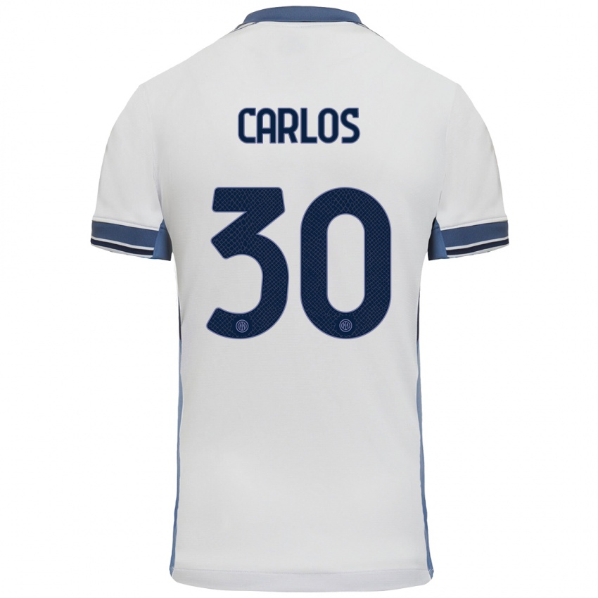 Niño Camiseta Carlos Augusto #30 Blanco Gris 2ª Equipación 2024/25 La Camisa