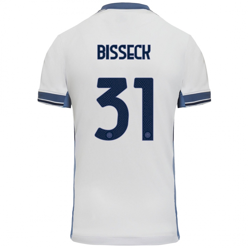 Niño Camiseta Yann Bisseck #31 Blanco Gris 2ª Equipación 2024/25 La Camisa