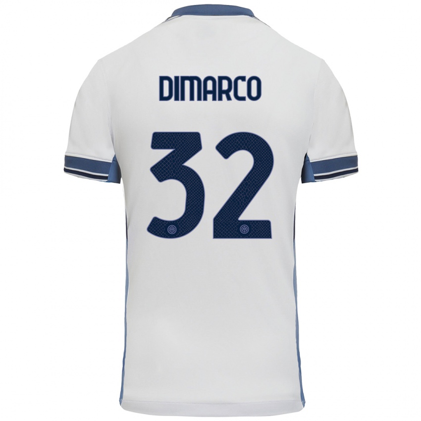 Niño Camiseta Federico Dimarco #32 Blanco Gris 2ª Equipación 2024/25 La Camisa