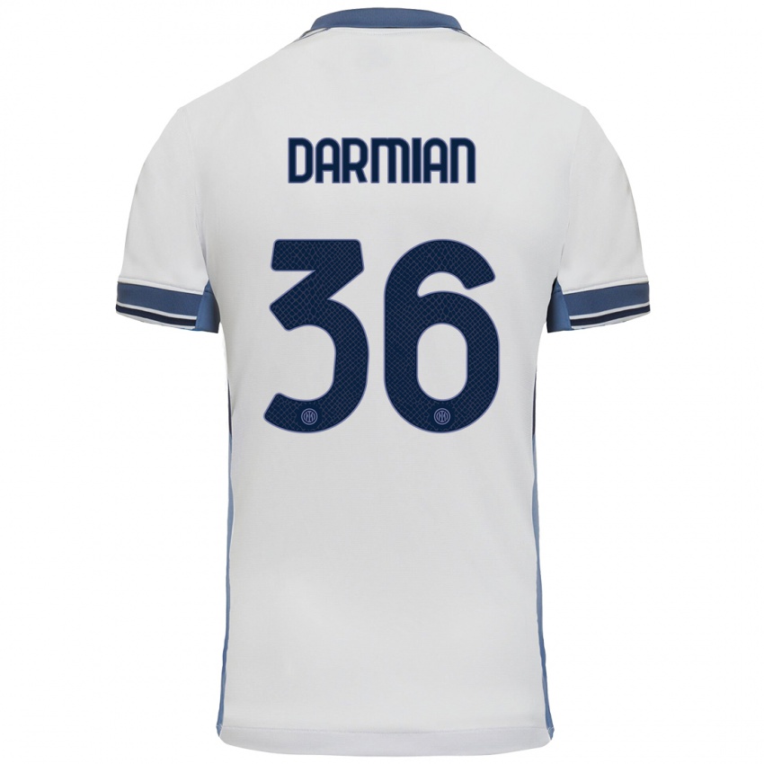 Niño Camiseta Matteo Darmian #36 Blanco Gris 2ª Equipación 2024/25 La Camisa