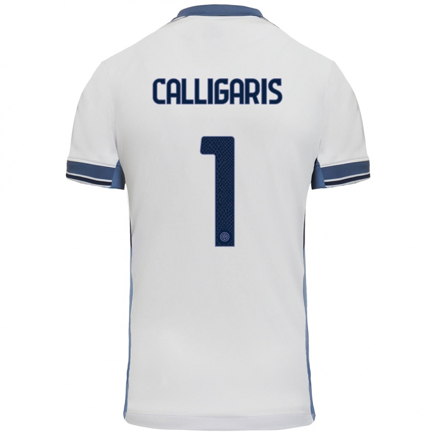 Niño Camiseta Alessandro Calligaris #1 Blanco Gris 2ª Equipación 2024/25 La Camisa