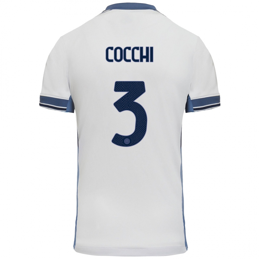 Niño Camiseta Matteo Cocchi #3 Blanco Gris 2ª Equipación 2024/25 La Camisa