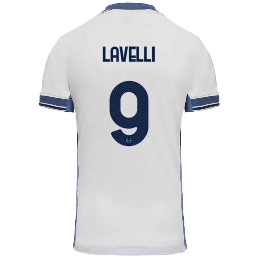 Niño Camiseta Matteo Lavelli #9 Blanco Gris 2ª Equipación 2024/25 La Camisa