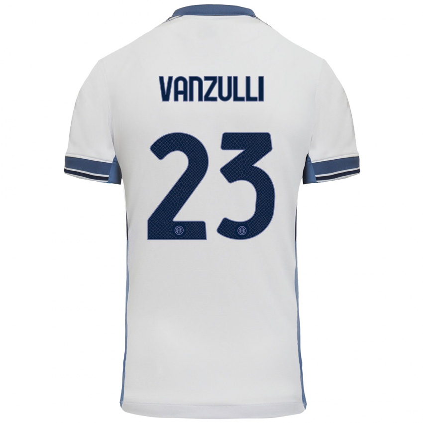 Niño Camiseta Marco Vanzulli #23 Blanco Gris 2ª Equipación 2024/25 La Camisa