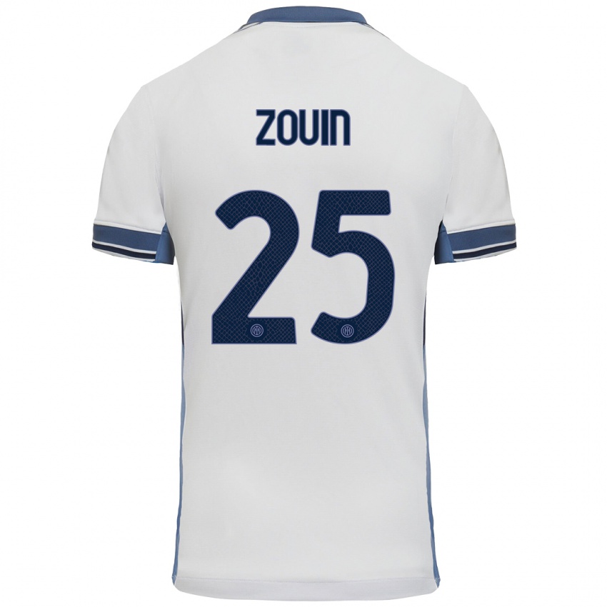 Niño Camiseta Aymen Zouin #25 Blanco Gris 2ª Equipación 2024/25 La Camisa