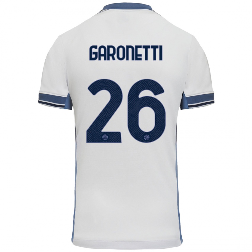 Niño Camiseta Gabriele Garonetti #26 Blanco Gris 2ª Equipación 2024/25 La Camisa