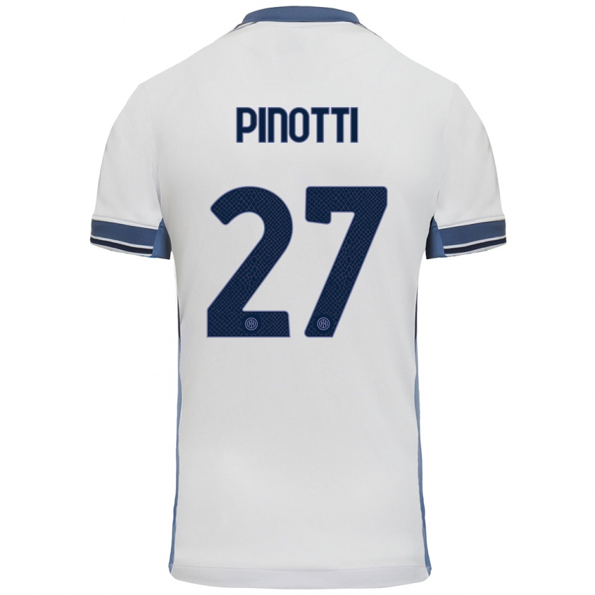 Niño Camiseta Manuel Pinotti #27 Blanco Gris 2ª Equipación 2024/25 La Camisa