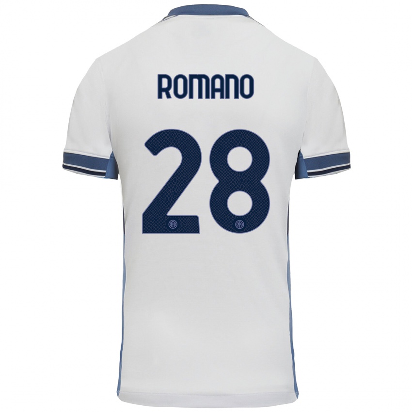 Niño Camiseta Thiago Romano #28 Blanco Gris 2ª Equipación 2024/25 La Camisa